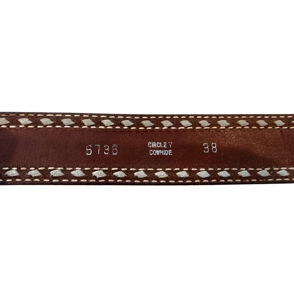 Circle Y Tooled Leather‎ Western Belt Engraved Buckle Brown Size 38